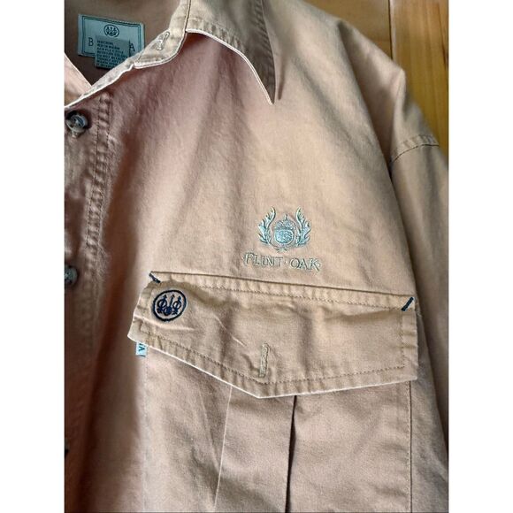 Beretta x Flint Oak Shooting Shirt – XL-Tan/Khaki with Olive Green Patches - Picture 4 of 11